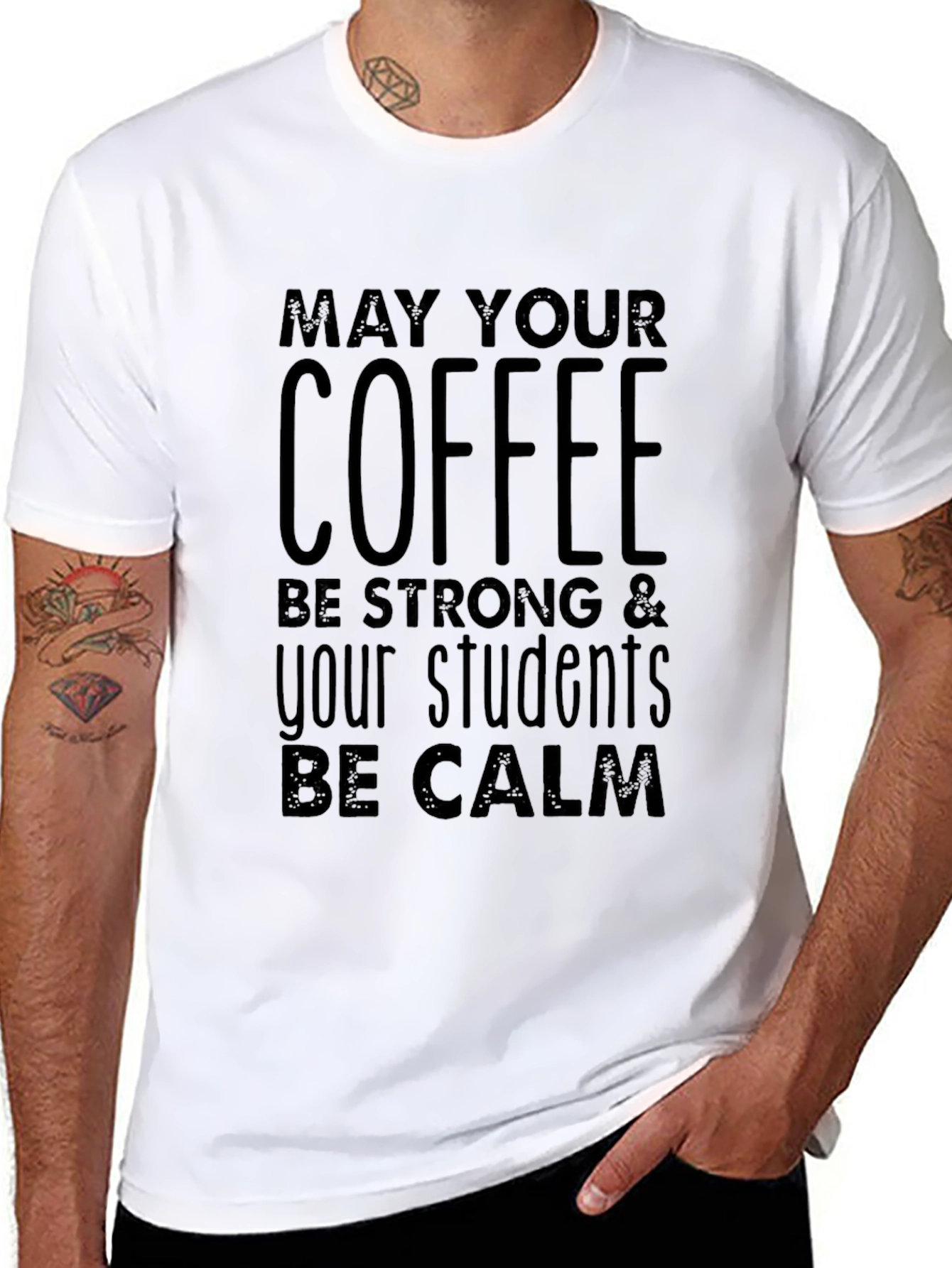 Coffee & Calm Students Black Graphic T-Shirt