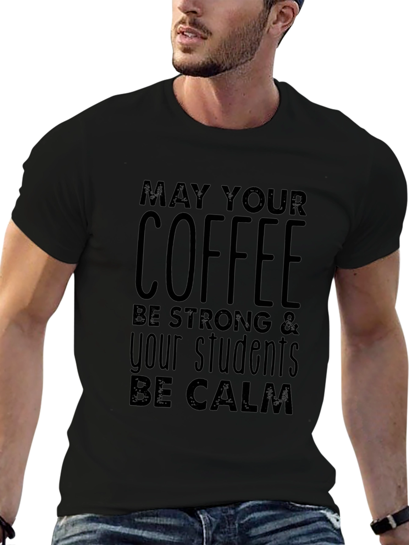 Coffee & Calm Students Black Graphic T-Shirt