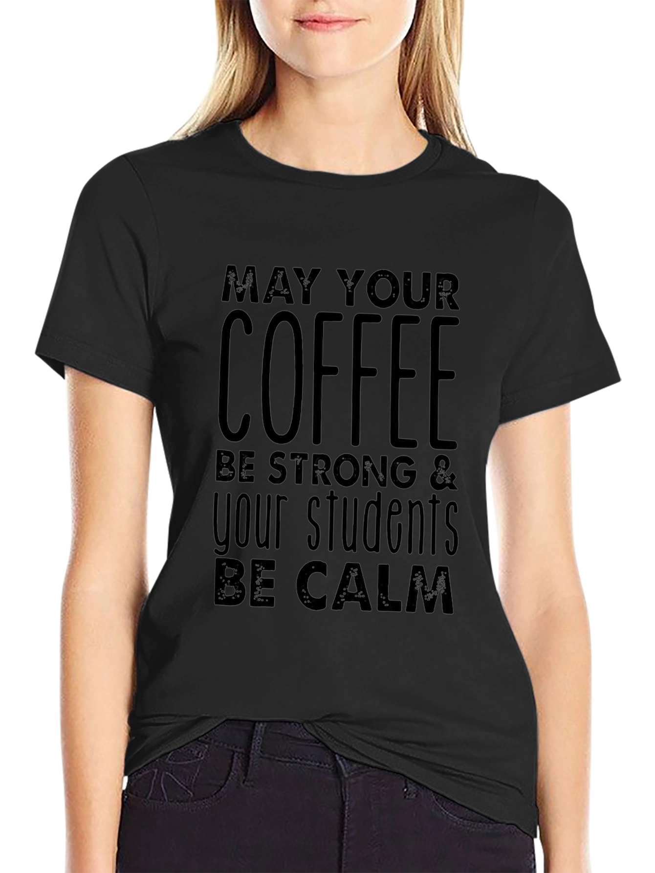 Coffee & Calm Students Black Graphic T-Shirt