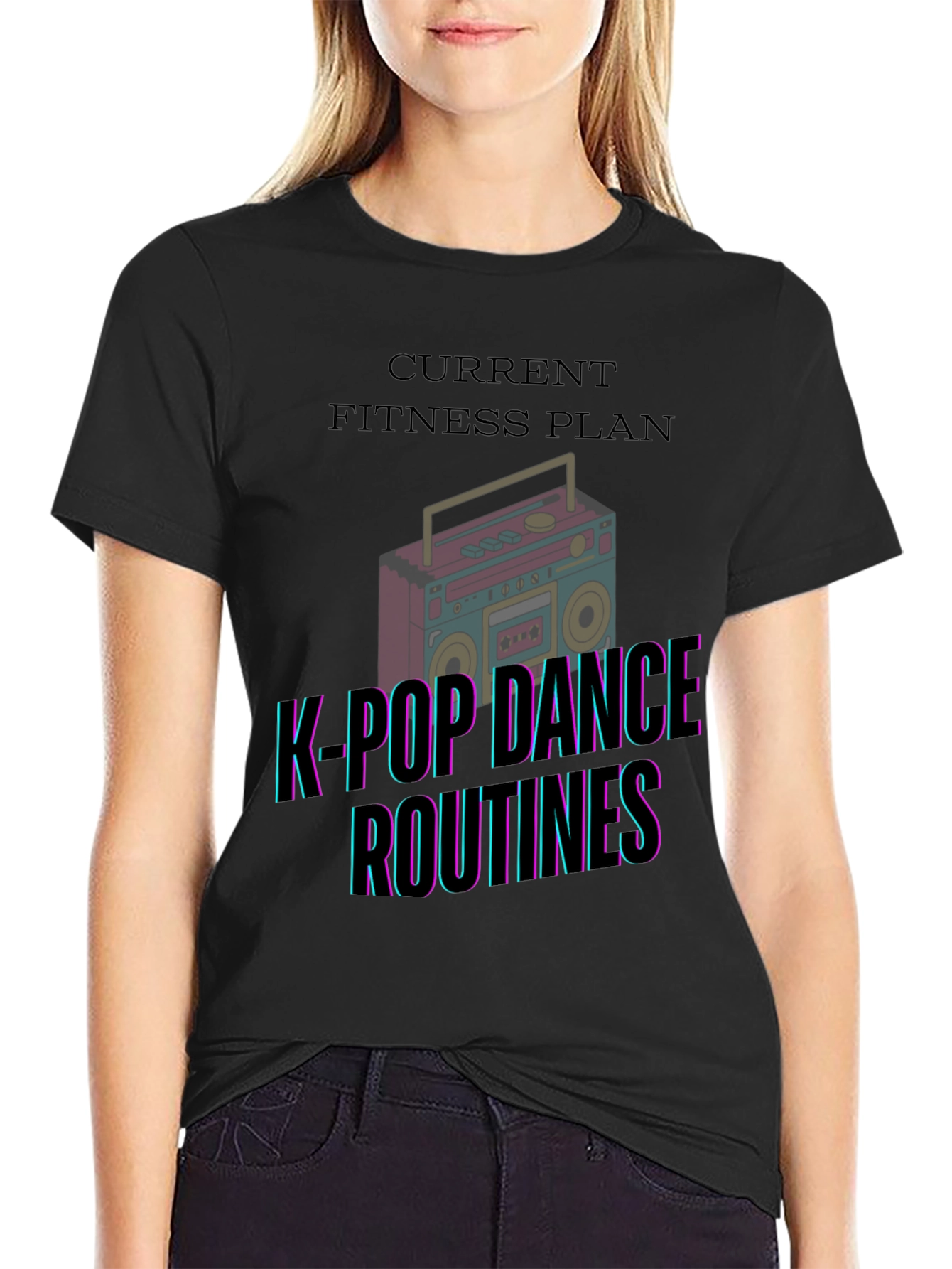 K-Pop Dance Fitness Plan Black T-Shirt