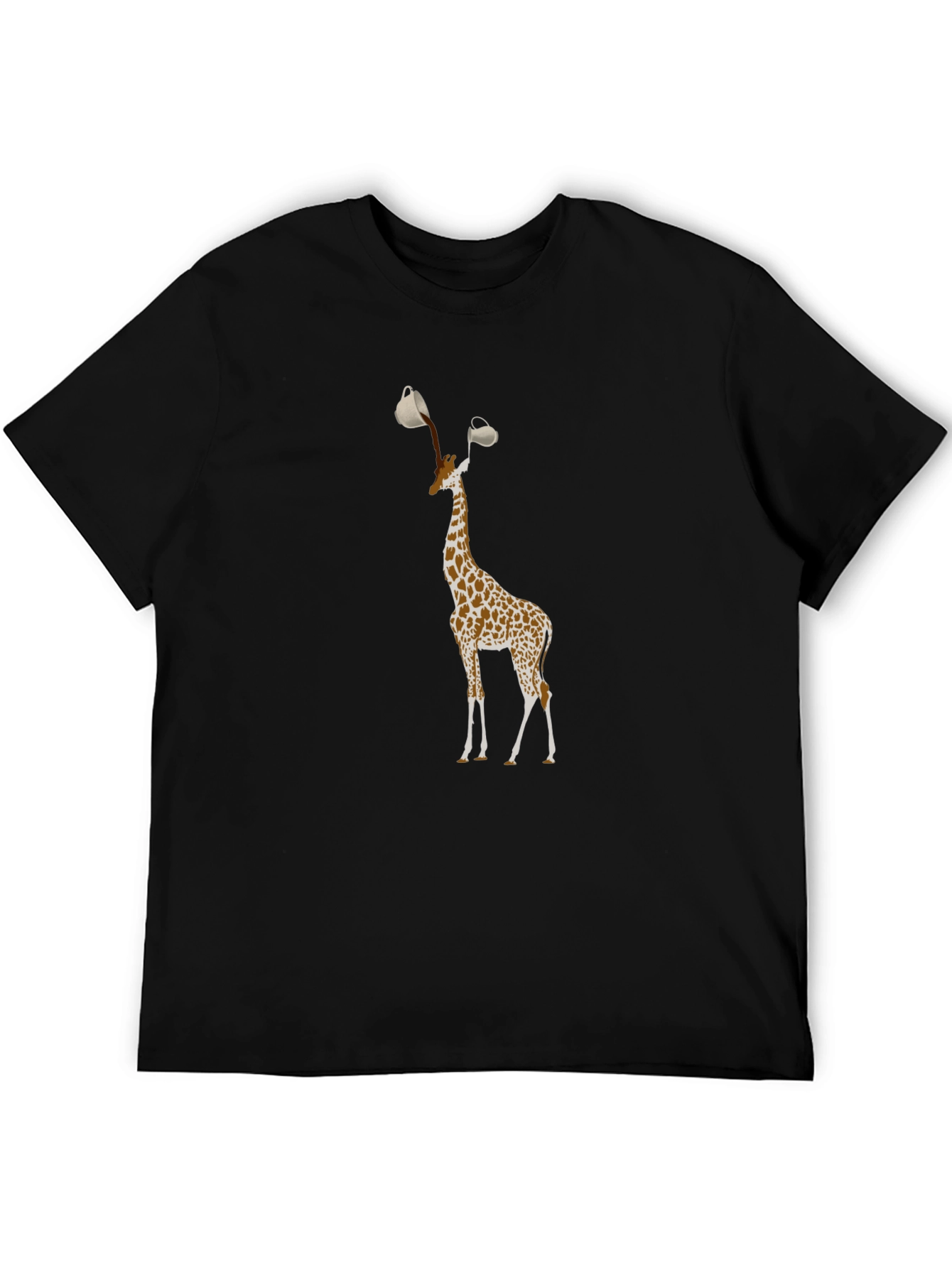 Giraffe Coffee Cup T-Shirt - Quirky Animal Tee