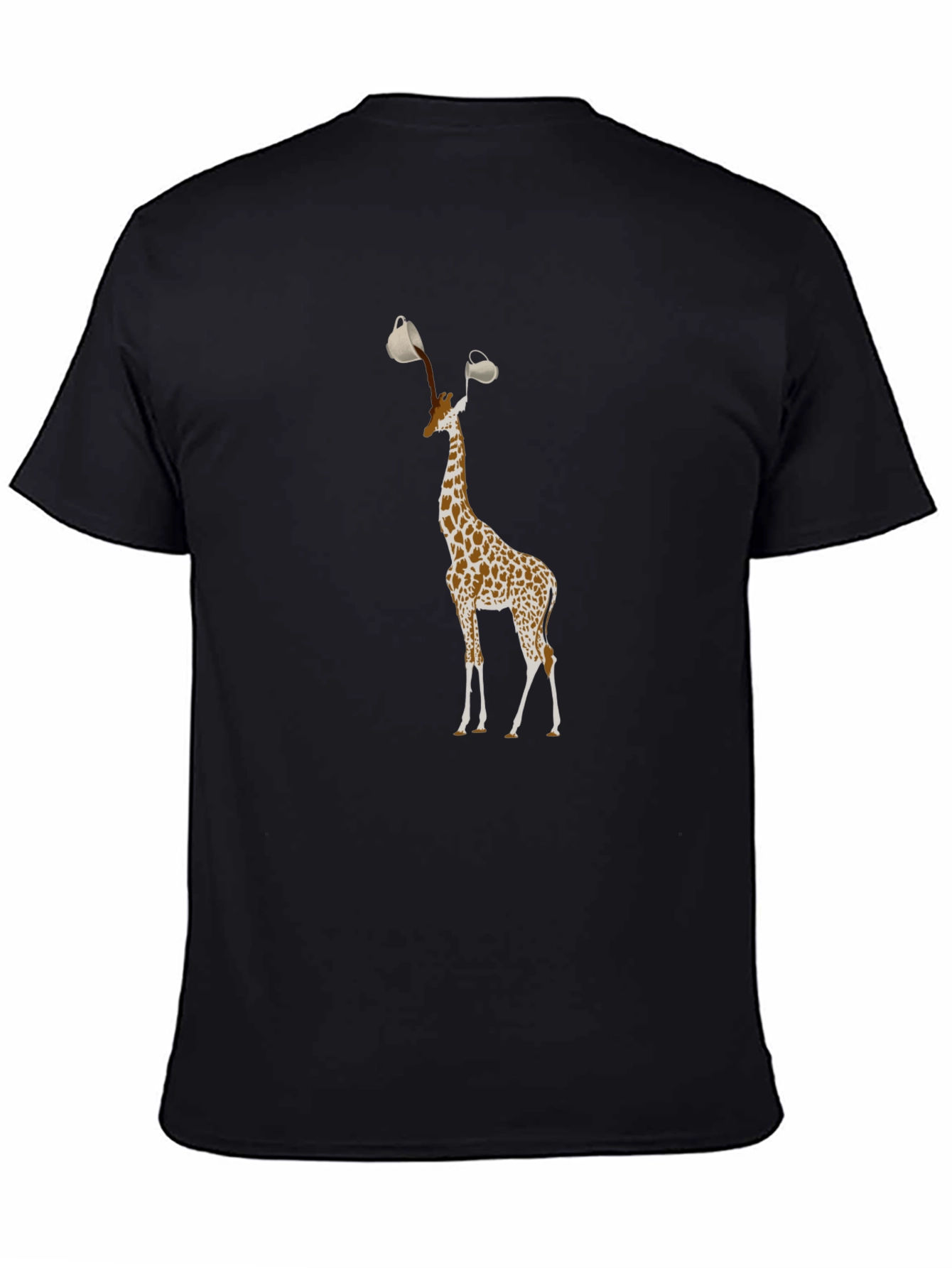 Giraffe Coffee Cup T-Shirt - Quirky Animal Tee