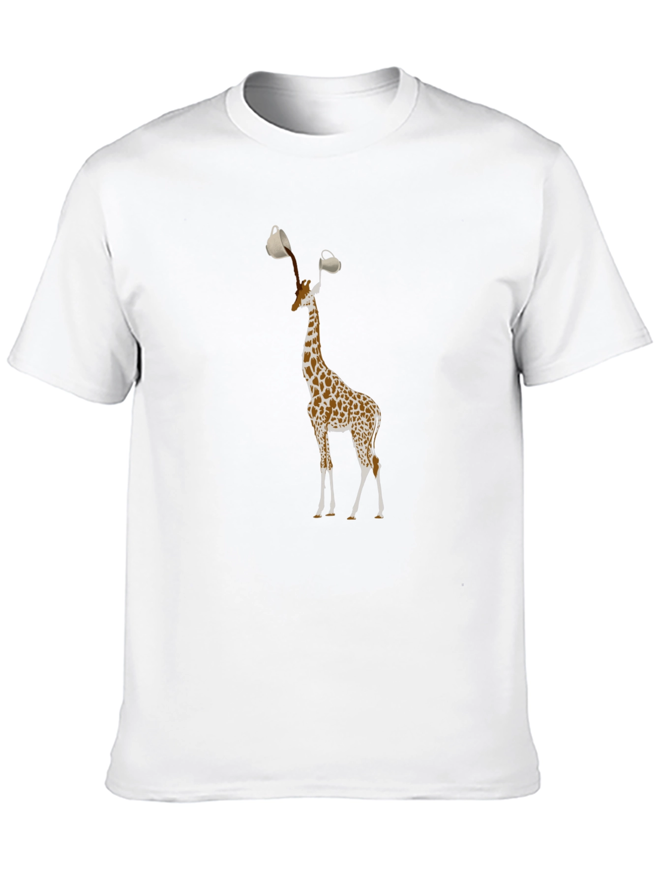 Giraffe Coffee Cup T-Shirt - Quirky Animal Tee