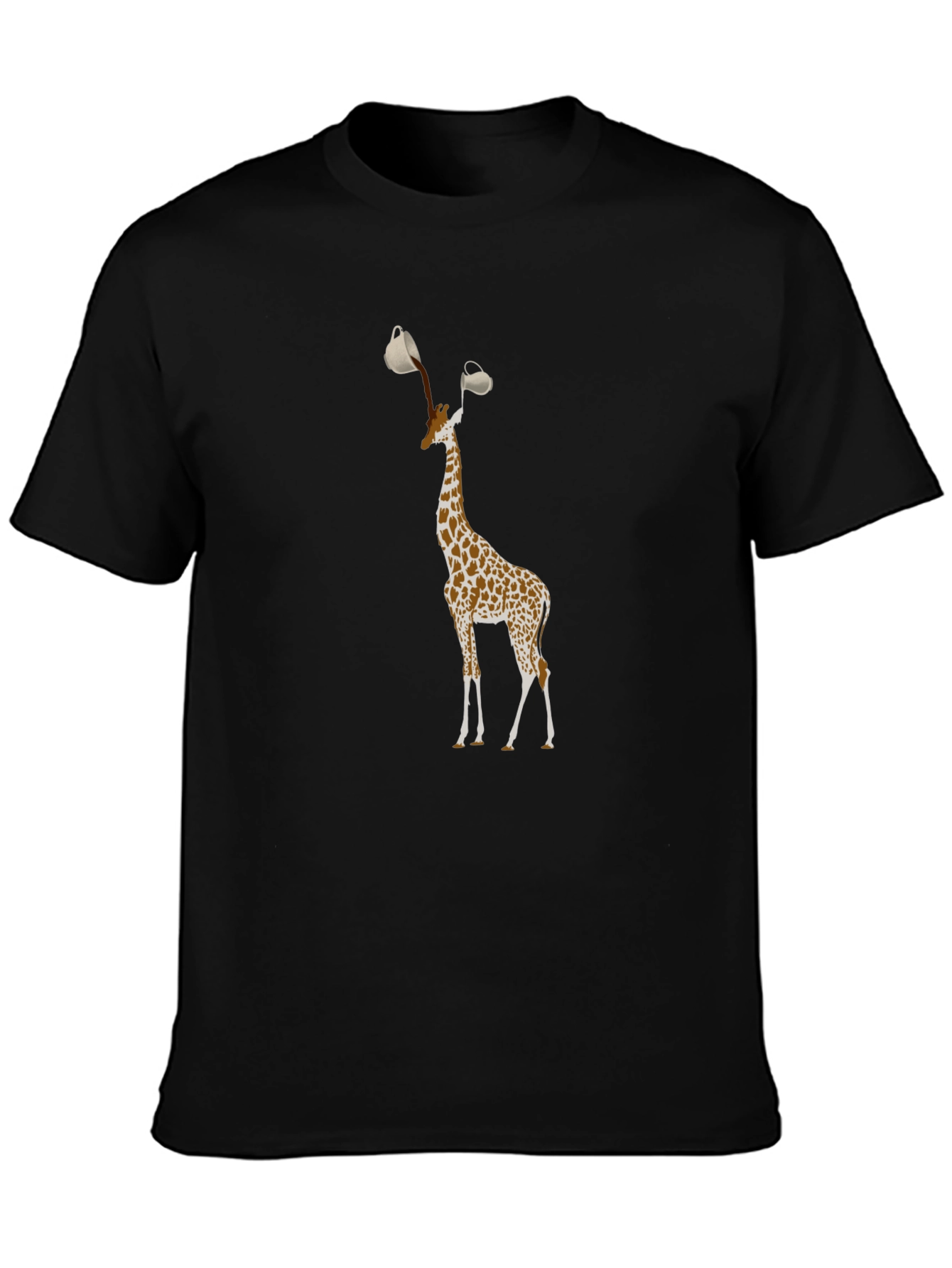 Giraffe Coffee Cup T-Shirt - Quirky Animal Tee