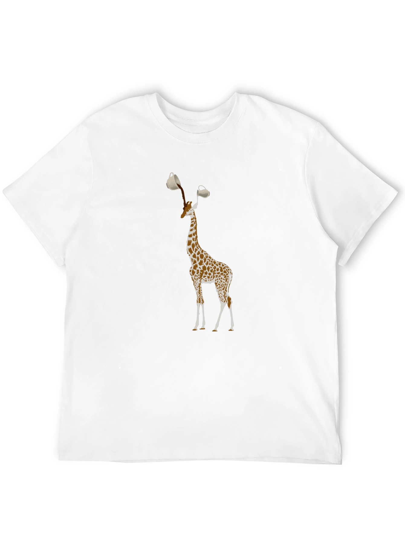 Giraffe Coffee Cup T-Shirt - Quirky Animal Tee