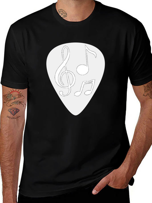 Musical Notes Guitar Pick Graphic T-Shirt