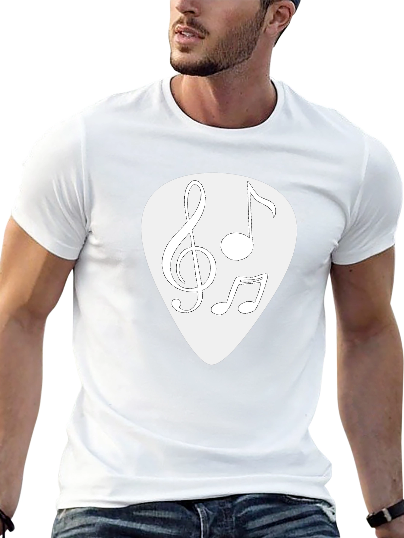 Musical Notes Guitar Pick Graphic T-Shirt