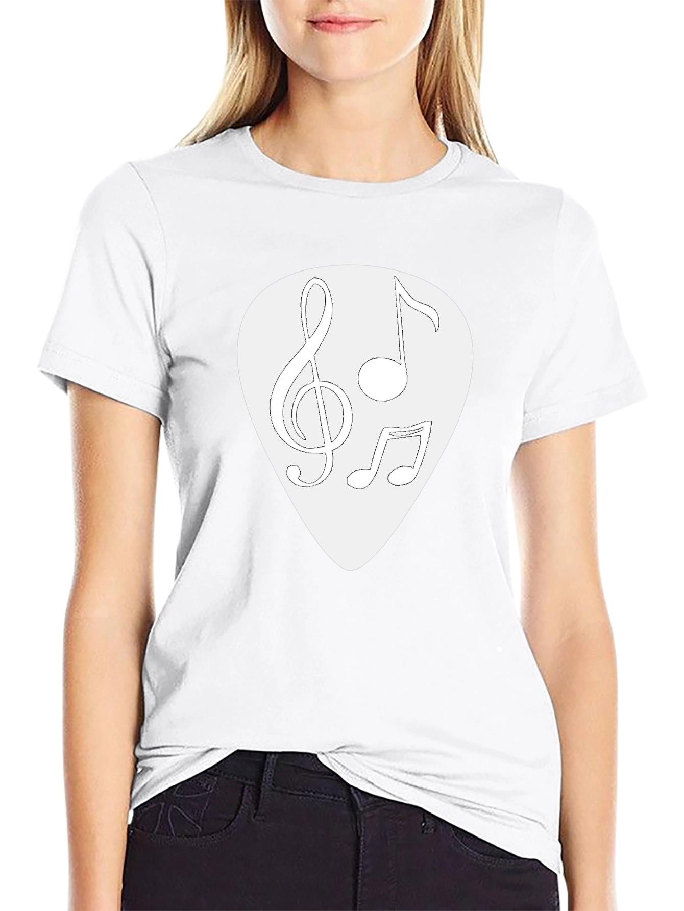 Musical Notes Guitar Pick Graphic T-Shirt