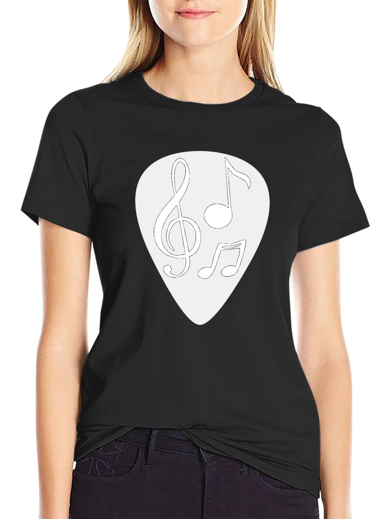 Musical Notes Guitar Pick Graphic T-Shirt