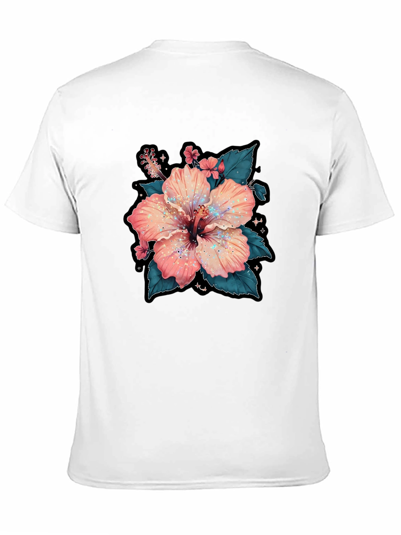 Hibiscus Flower Graphic Tee - Casual Black T-Shirt