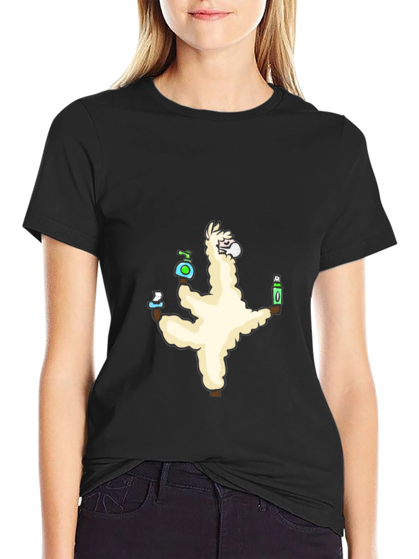 Quarantine Llama Black T-Shirt