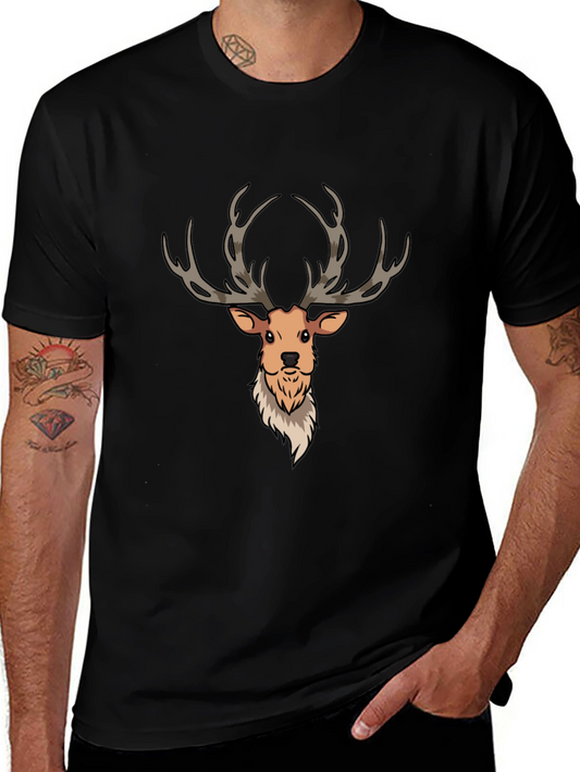 Cartoon Deer Graphic Tee - Mens Black T-Shirt