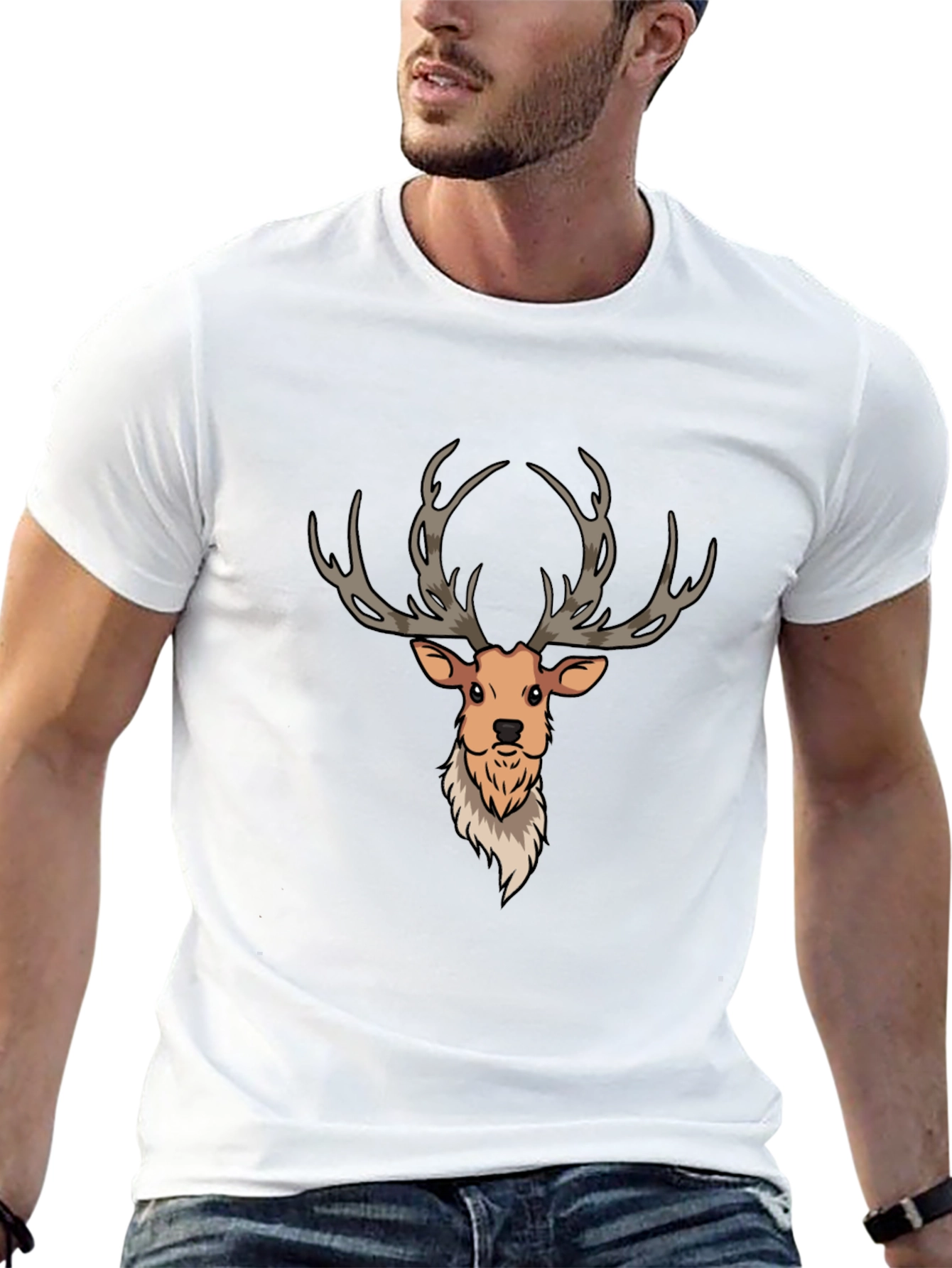 Cartoon Deer Graphic Tee - Mens Black T-Shirt
