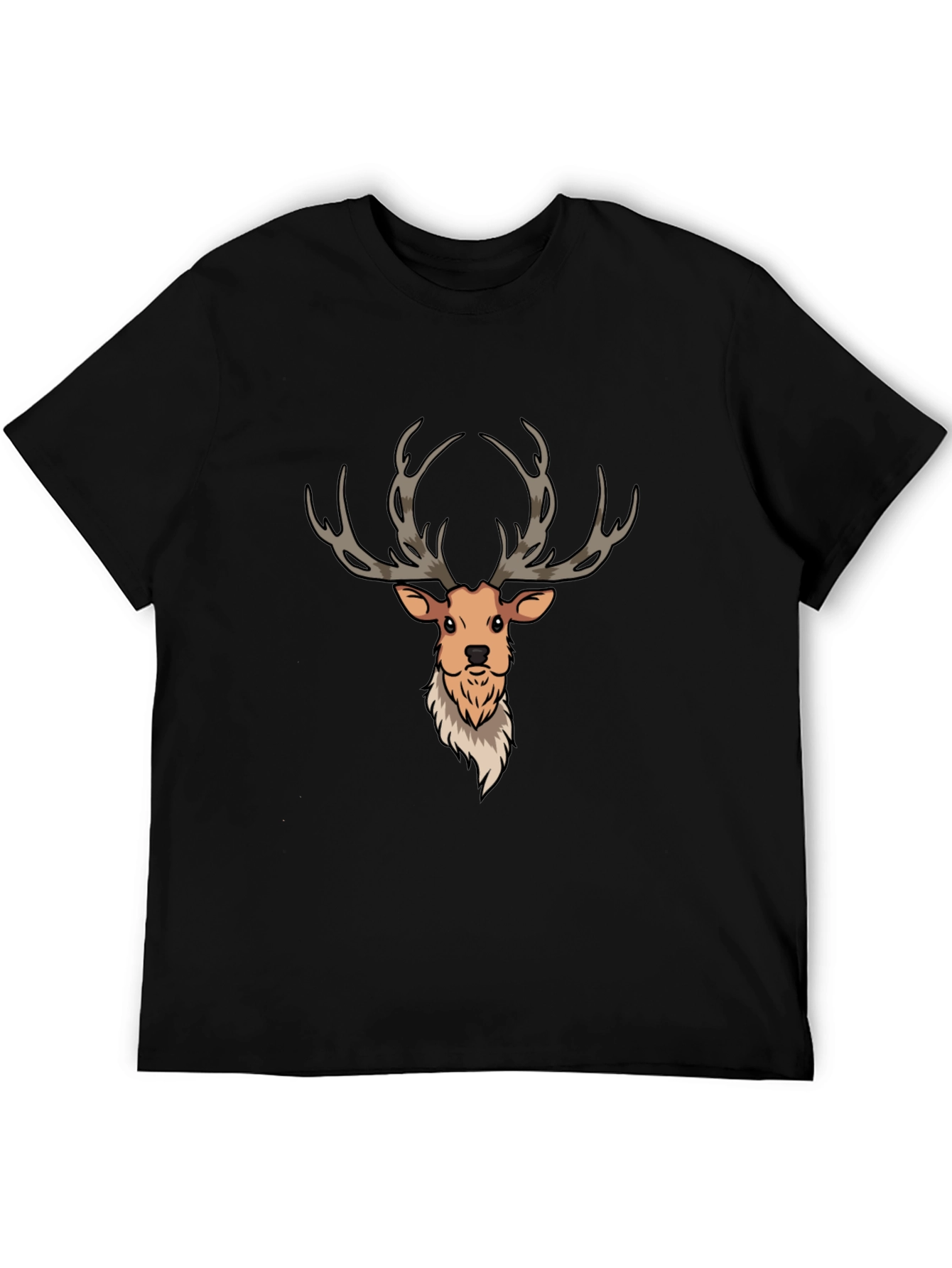 Cartoon Deer Graphic Tee - Mens Black T-Shirt