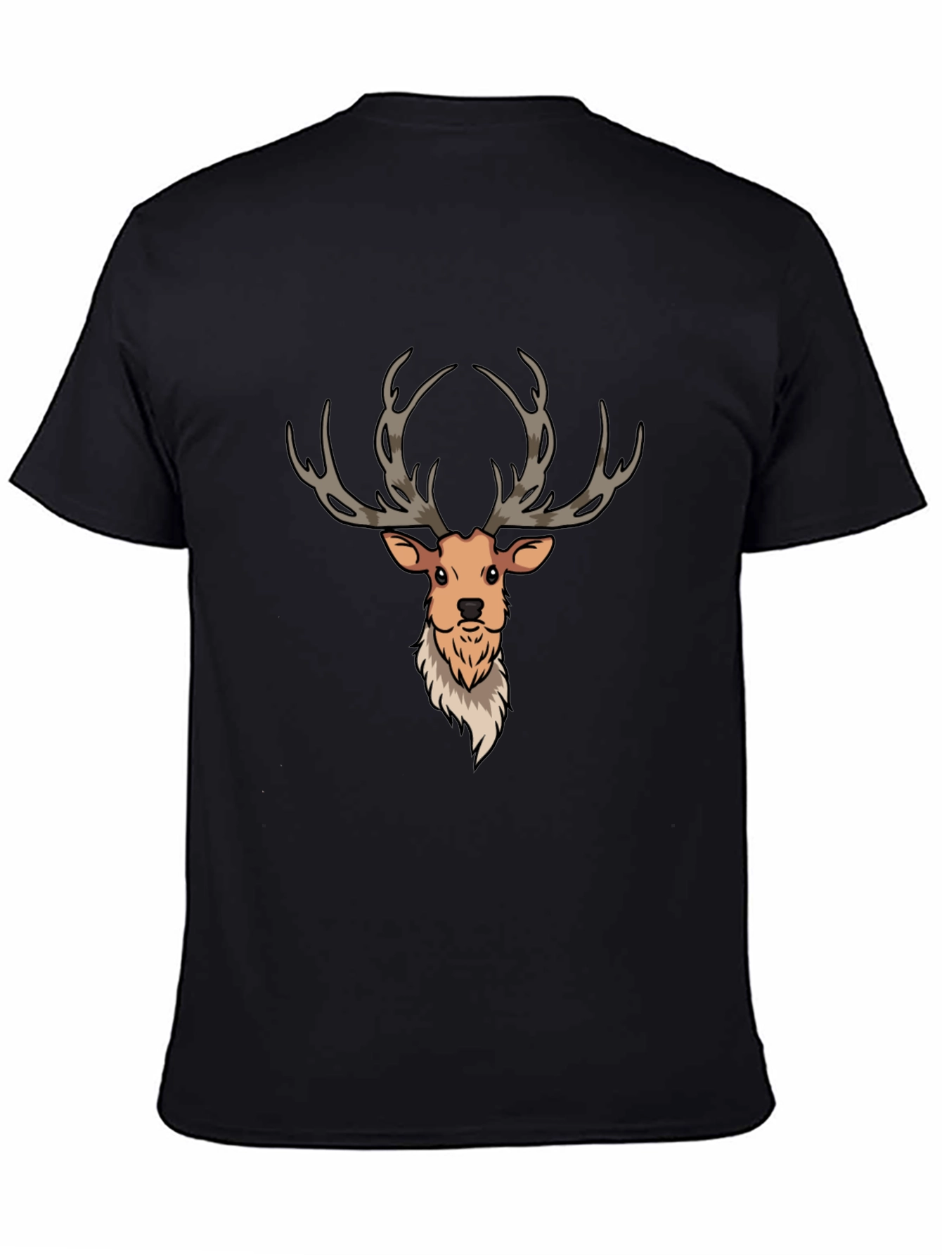 Cartoon Deer Graphic Tee - Mens Black T-Shirt