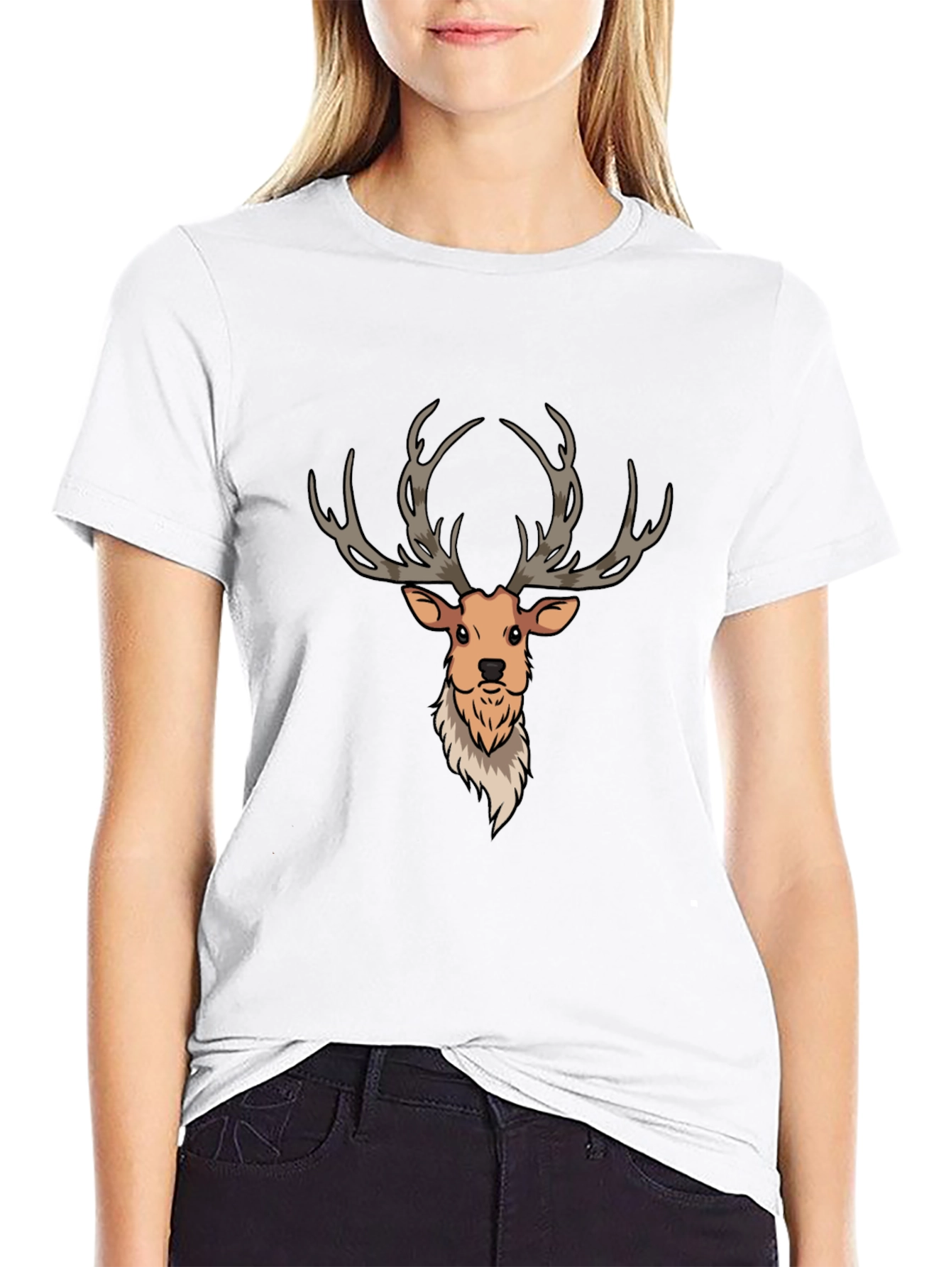 Cartoon Deer Graphic Tee - Mens Black T-Shirt