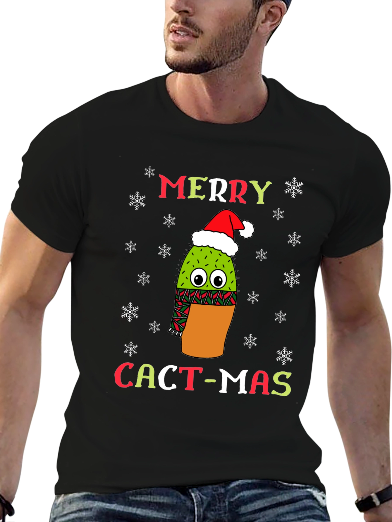 Merry Cact-Mas T-Shirt Funny Cactus Christmas Tee