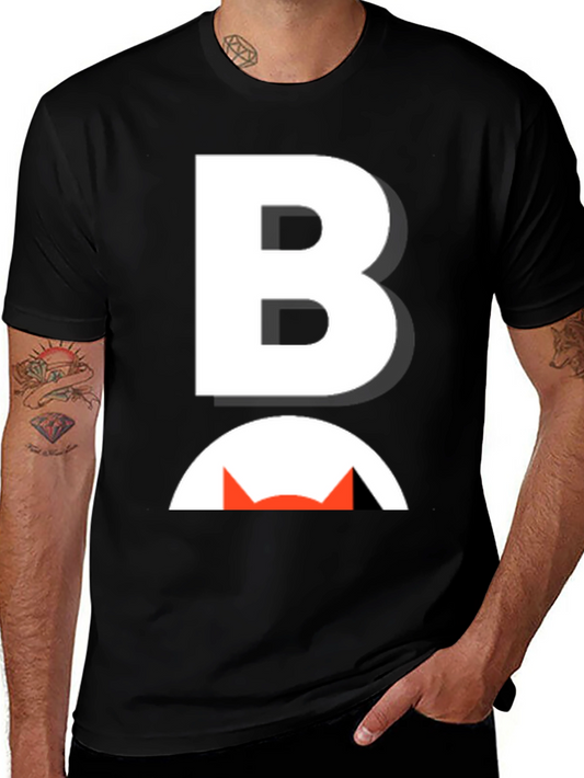 Bold B Cat Graphic Tee - Modern Black T-Shirt