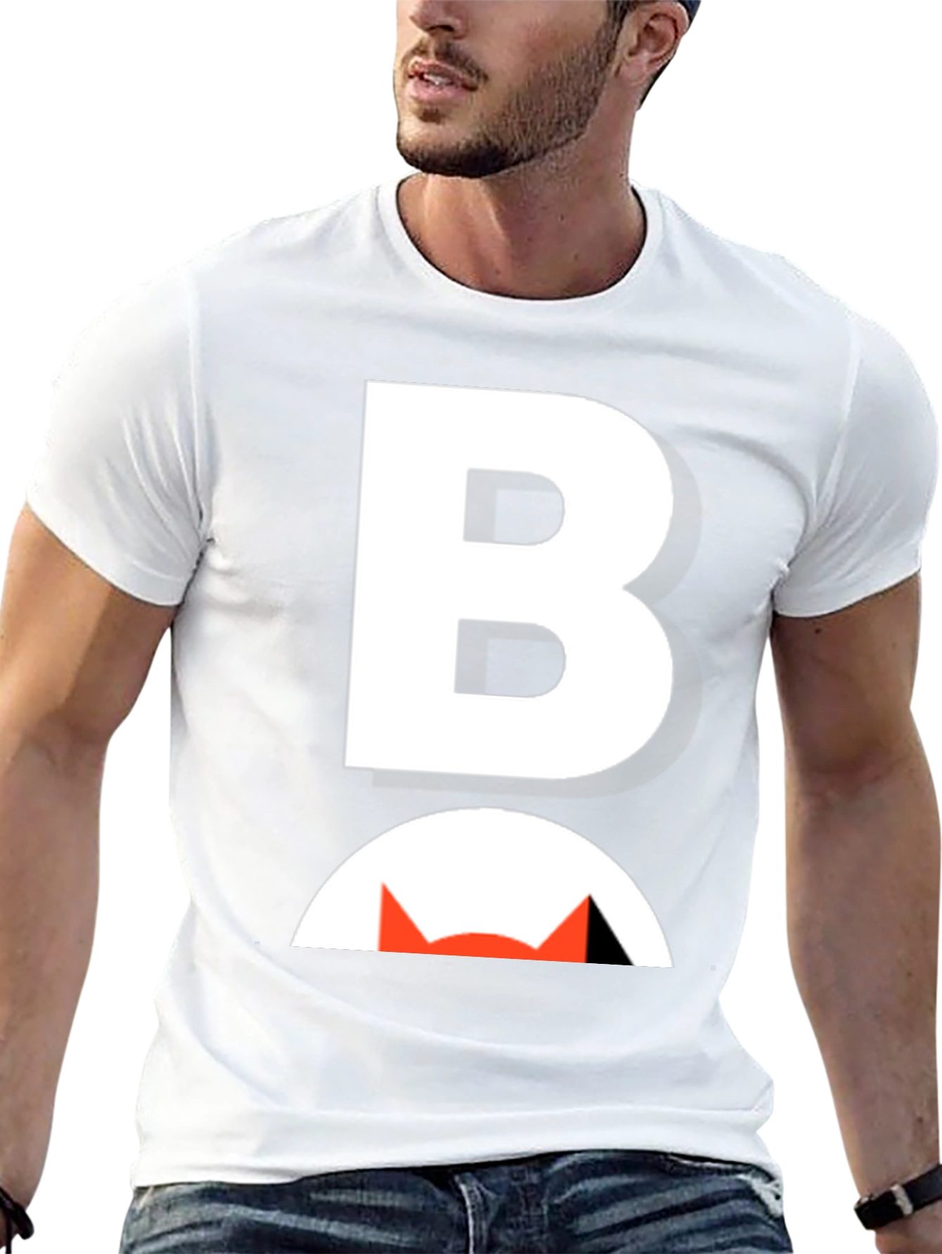Bold B Cat Graphic Tee - Modern Black T-Shirt