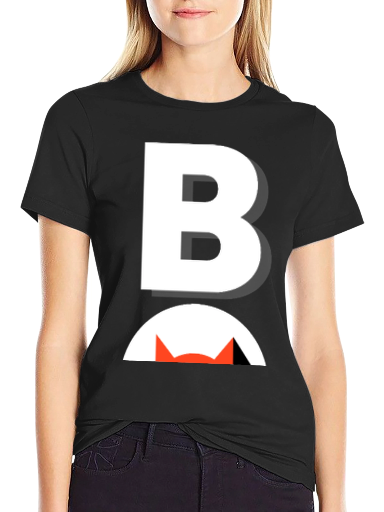 Bold B Cat Graphic Tee - Modern Black T-Shirt