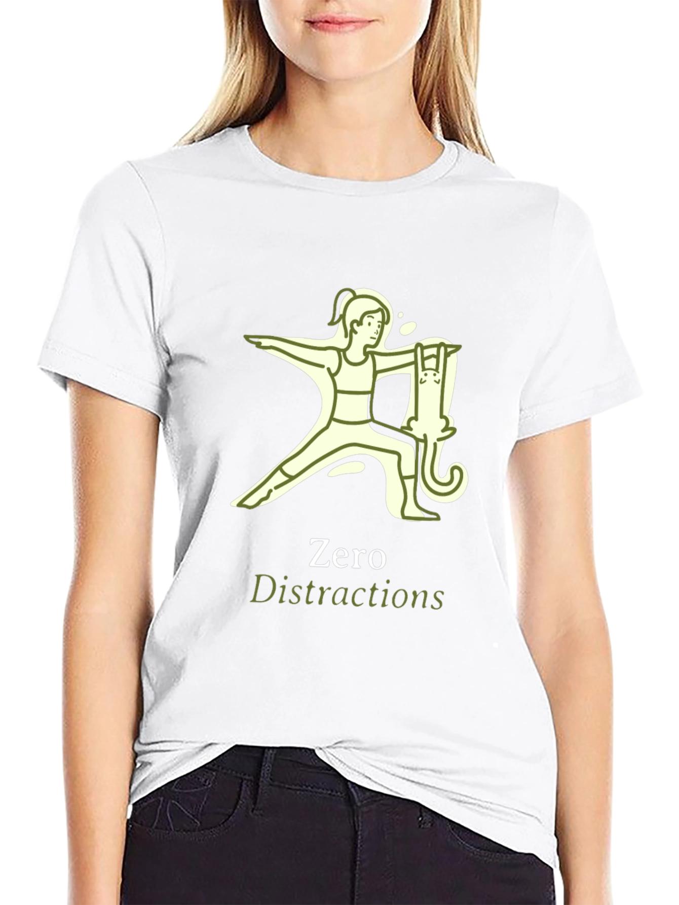 Zero Distractions Yoga Cat T-Shirt