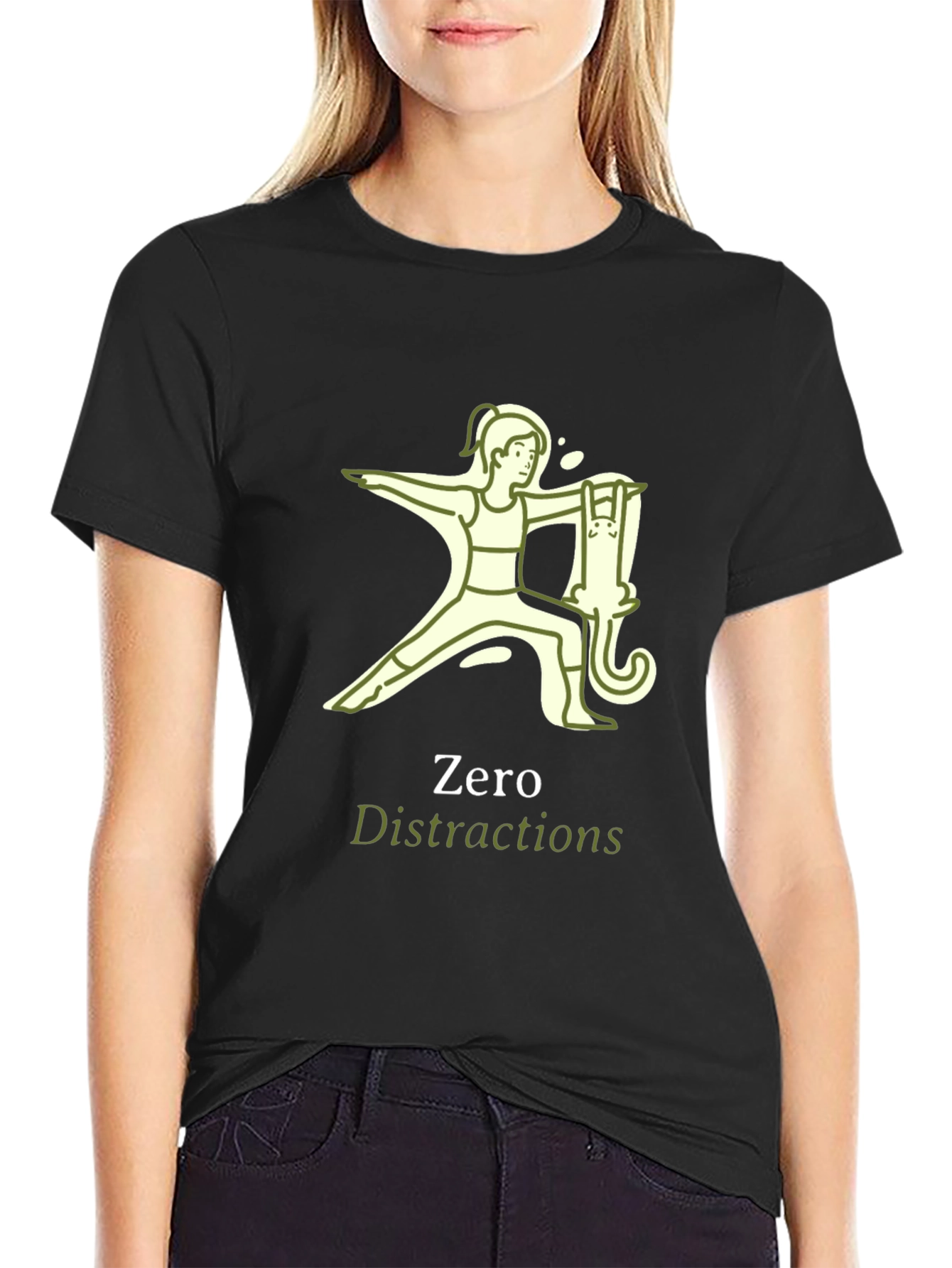 Zero Distractions Yoga Cat T-Shirt