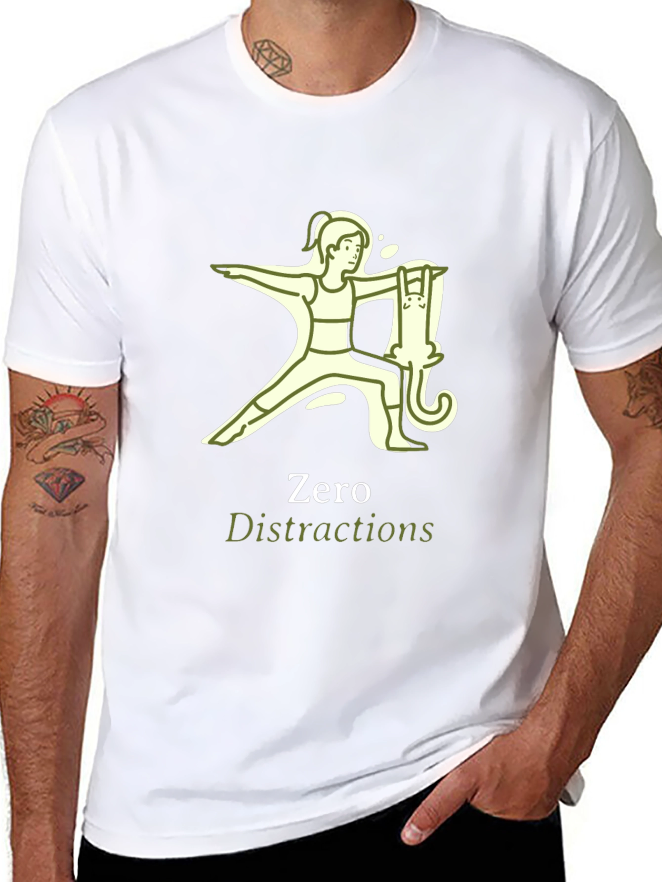 Zero Distractions Yoga Cat T-Shirt