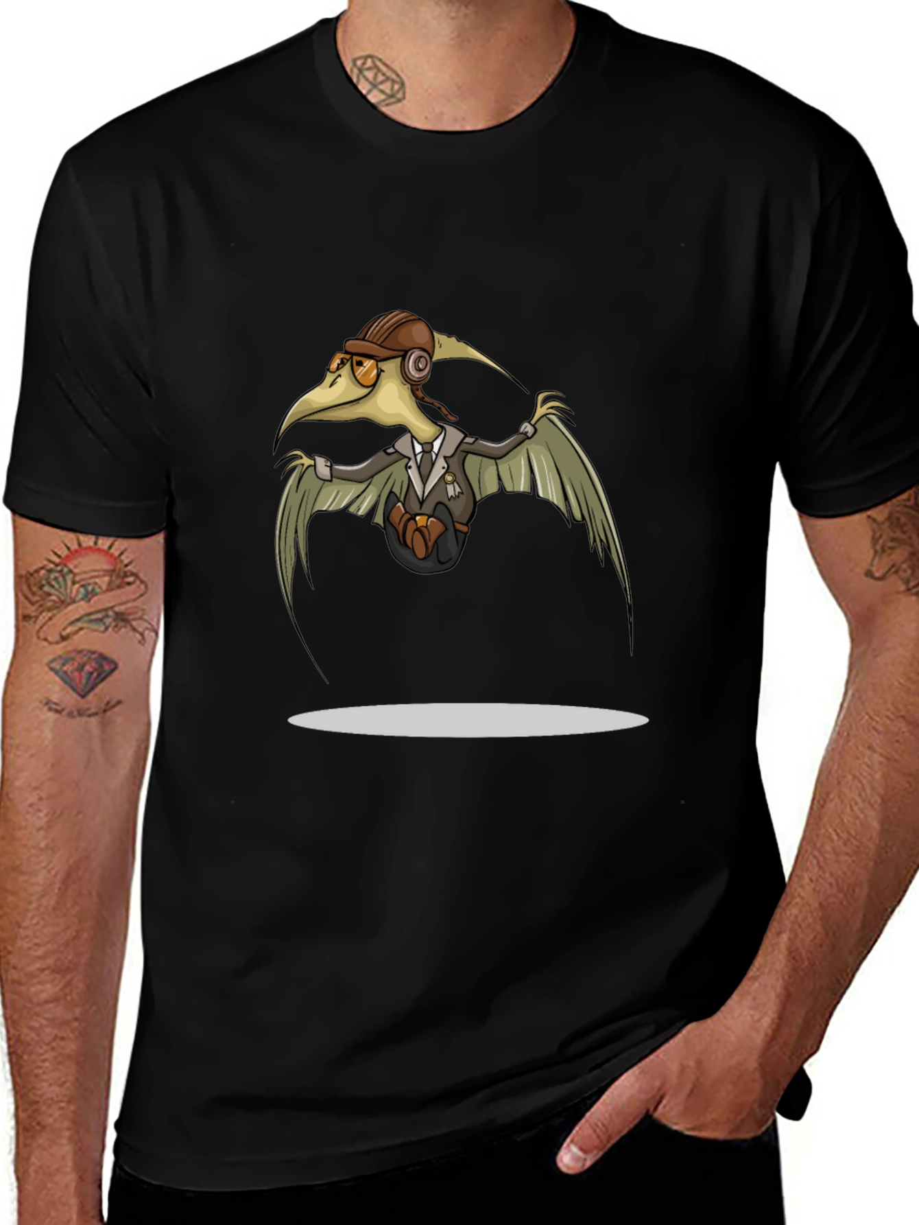 Steampunk Pterodactyl Pilot T-Shirt - Black
