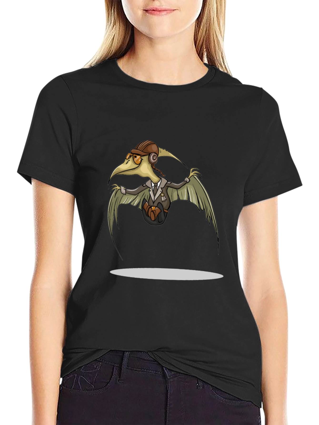Steampunk Pterodactyl Pilot T-Shirt - Black