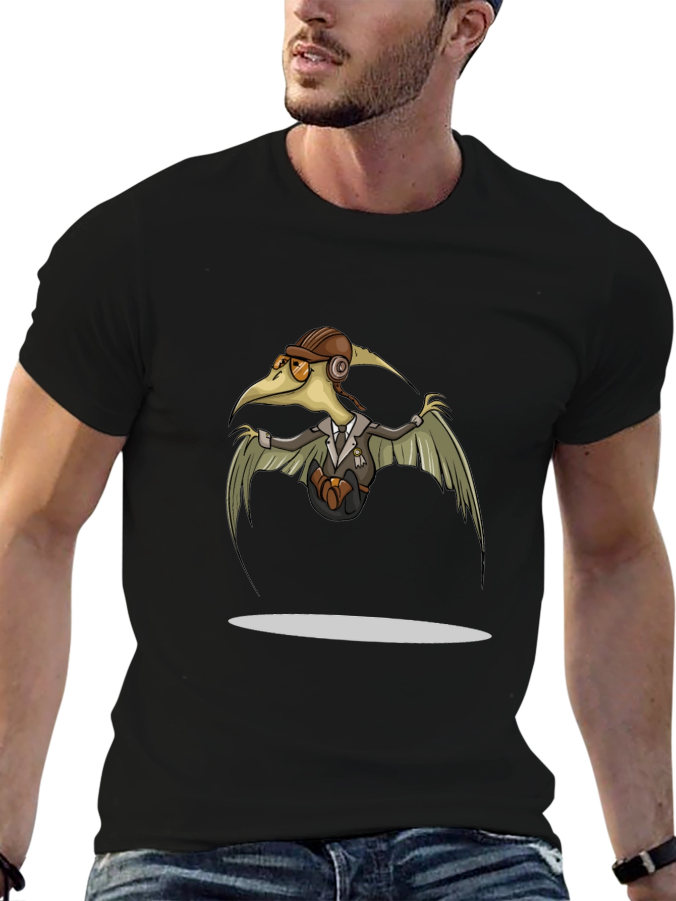 Steampunk Pterodactyl Pilot T-Shirt - Black
