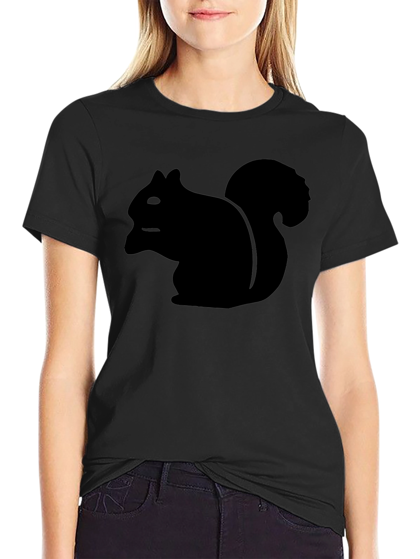 Squirrel Graphic Tee - Casual Black T-Shirt