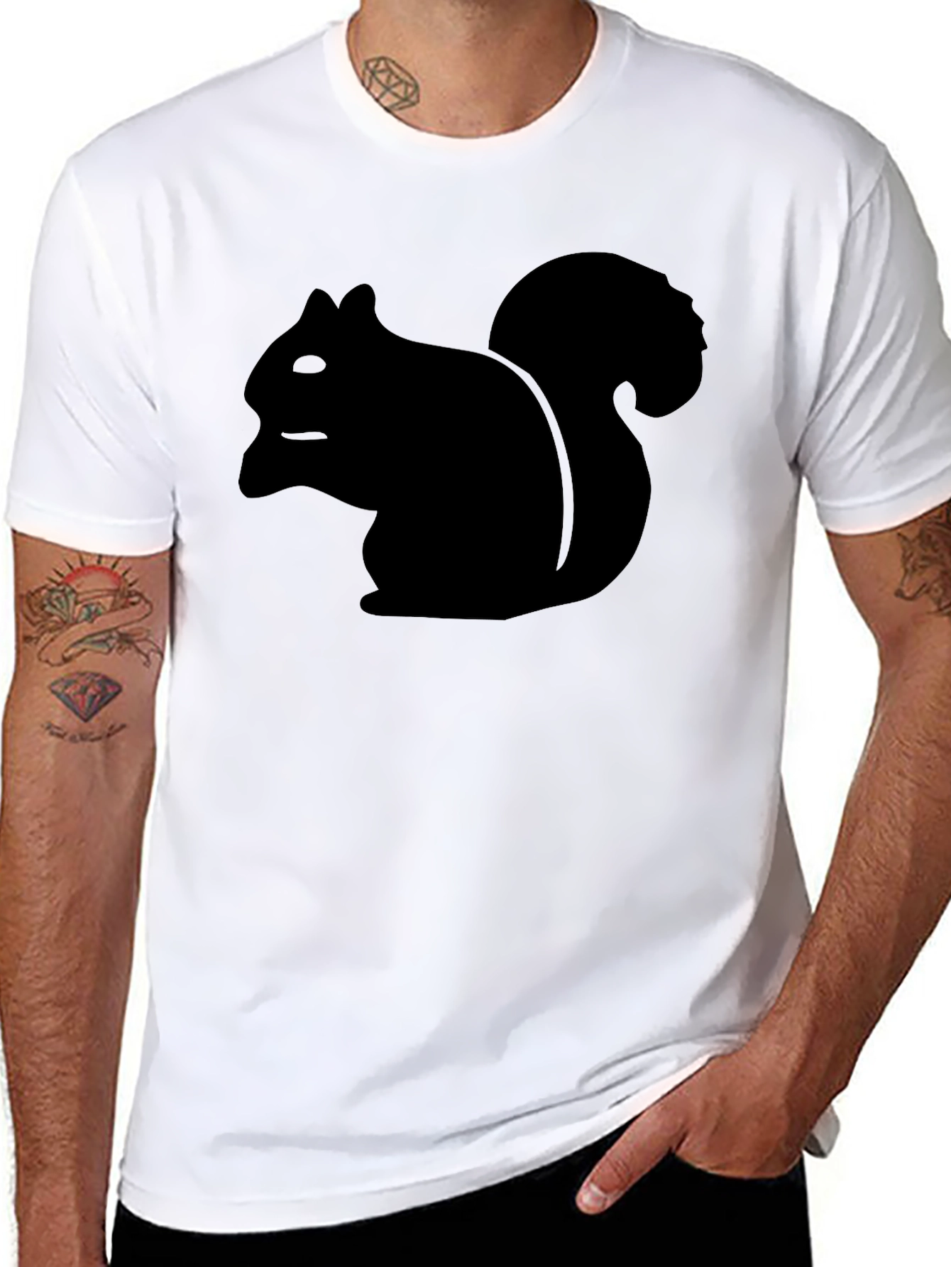 Squirrel Graphic Tee - Casual Black T-Shirt