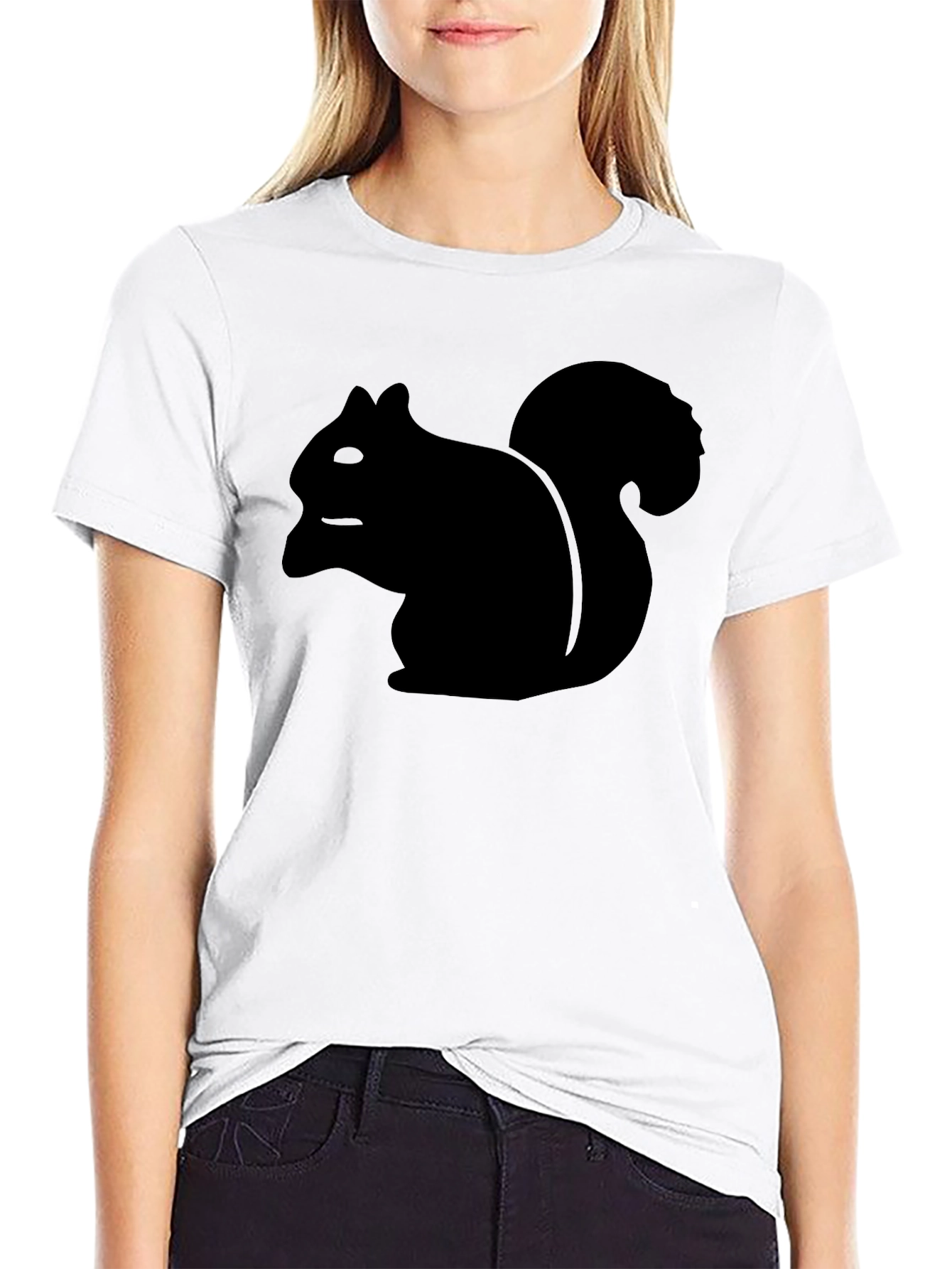 Squirrel Graphic Tee - Casual Black T-Shirt