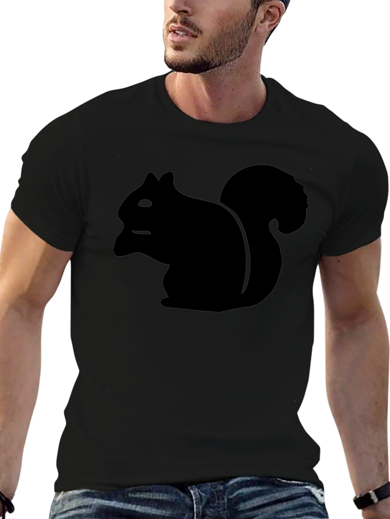 Squirrel Graphic Tee - Casual Black T-Shirt