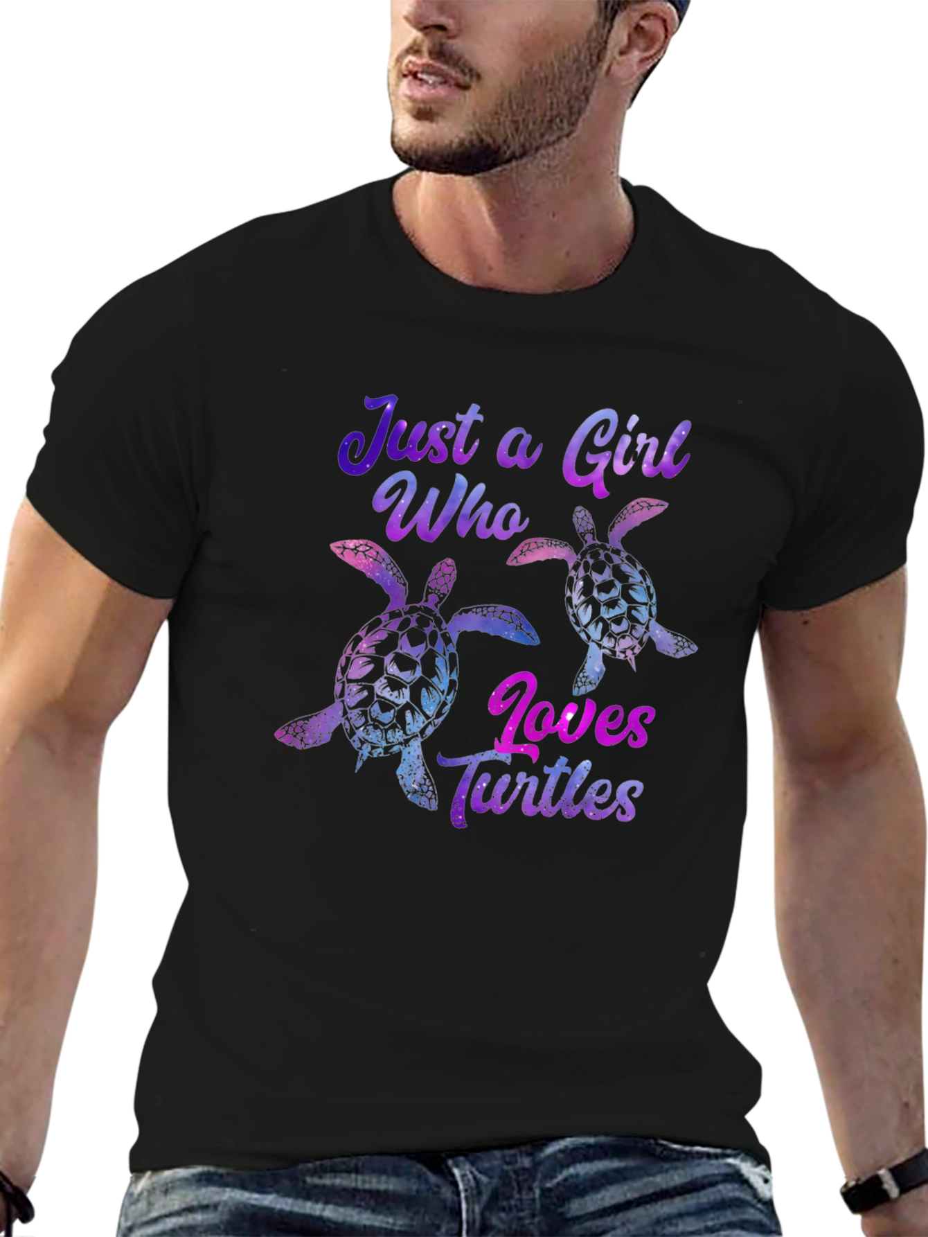 Just a Girl Who Loves Turtles Black T-Shirt