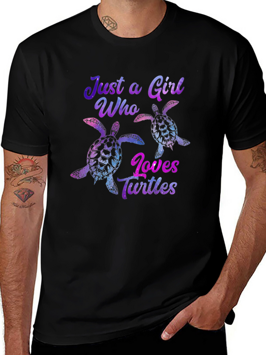 Just a Girl Who Loves Turtles Black T-Shirt