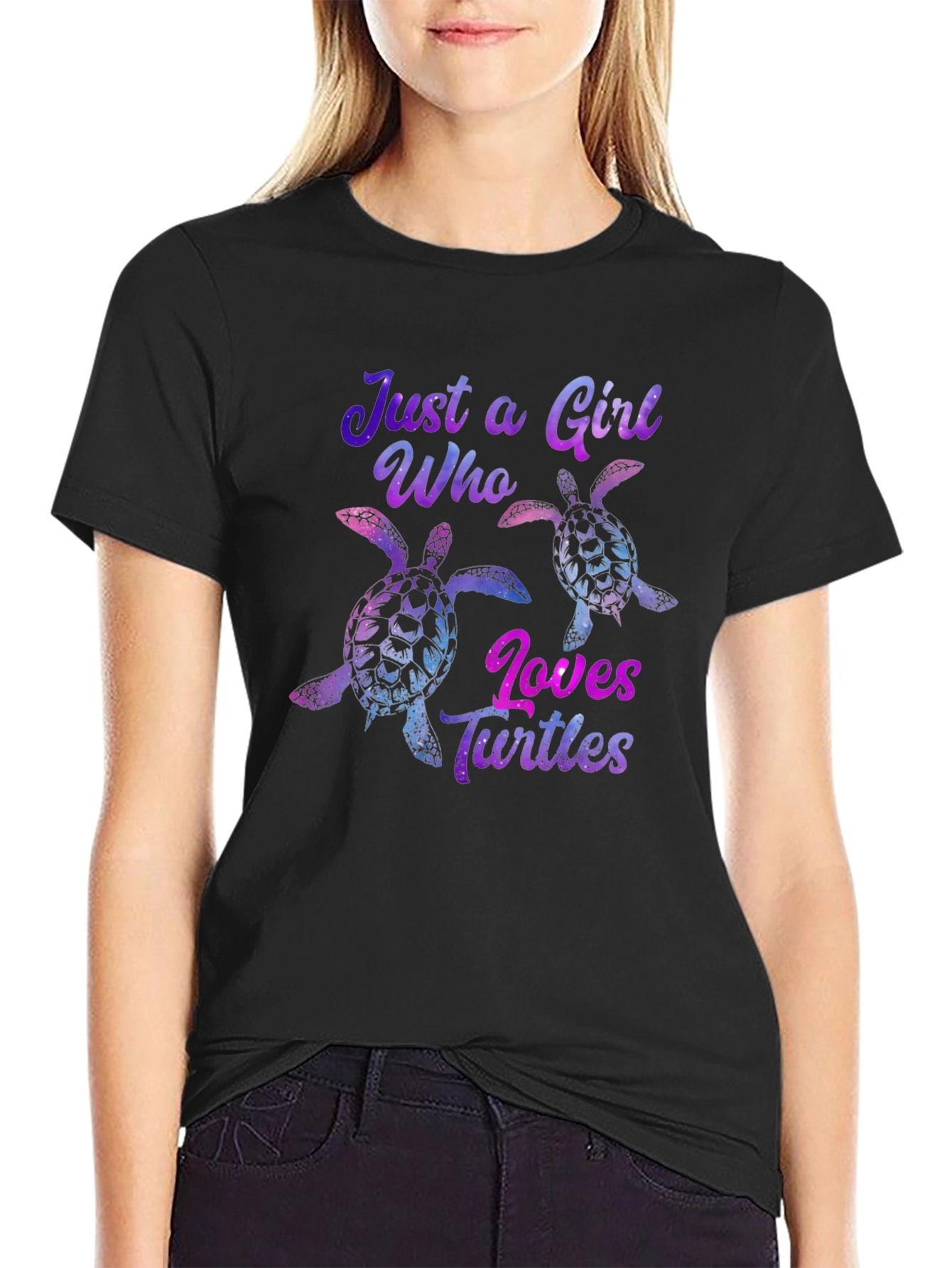 Just a Girl Who Loves Turtles Black T-Shirt