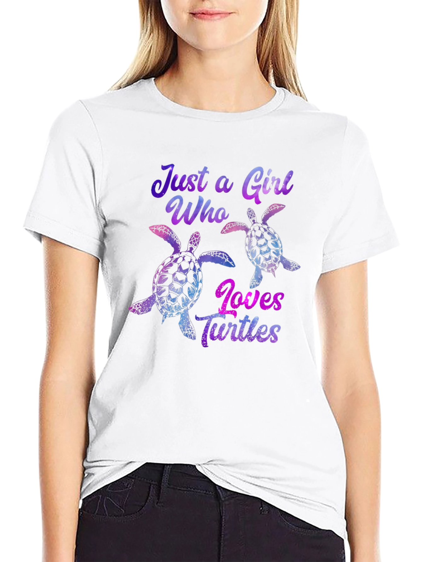 Just a Girl Who Loves Turtles Black T-Shirt