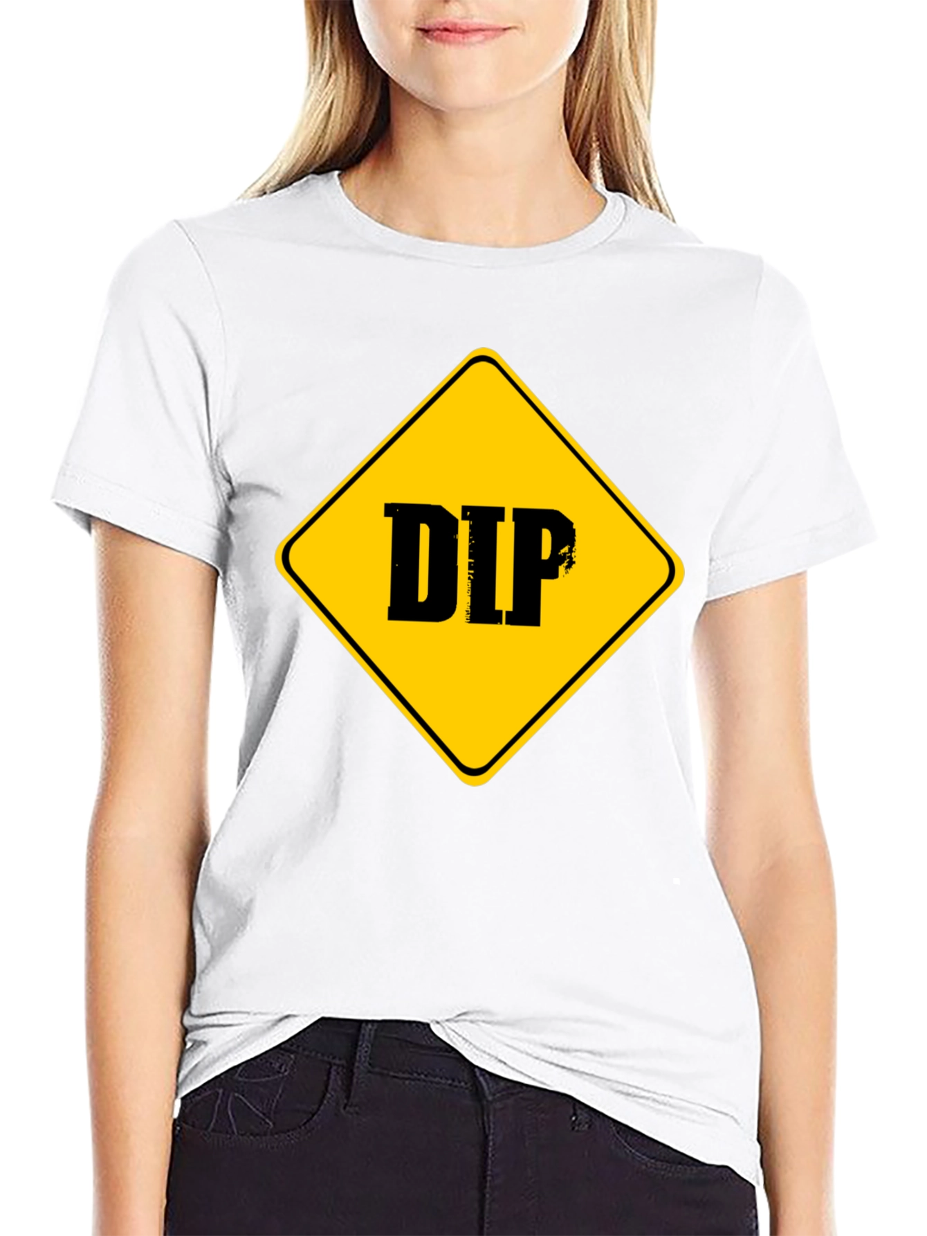 DIP Caution Sign Graphic Tee - Black Cotton T-Shirt