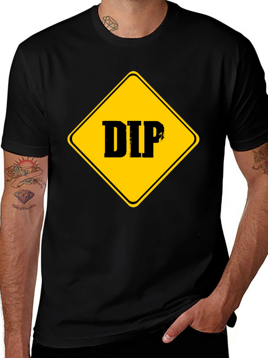 DIP Caution Sign Graphic Tee - Black Cotton T-Shirt