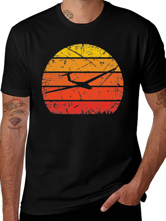 Glider Sunset Graphic Tee - Vintage Style Black T-Shirt