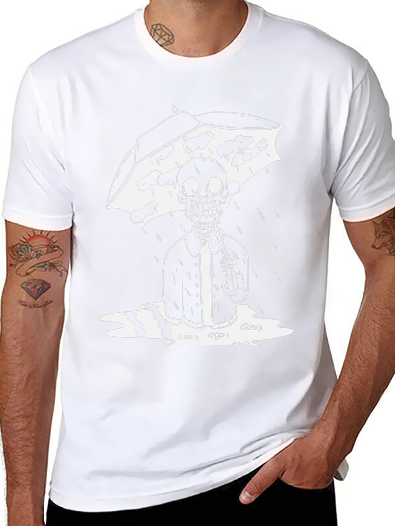 Skeleton Rain T-Shirt - Gothic Style