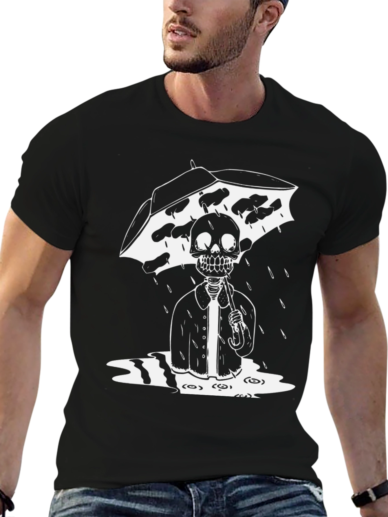 Skeleton Rain T-Shirt - Gothic Style