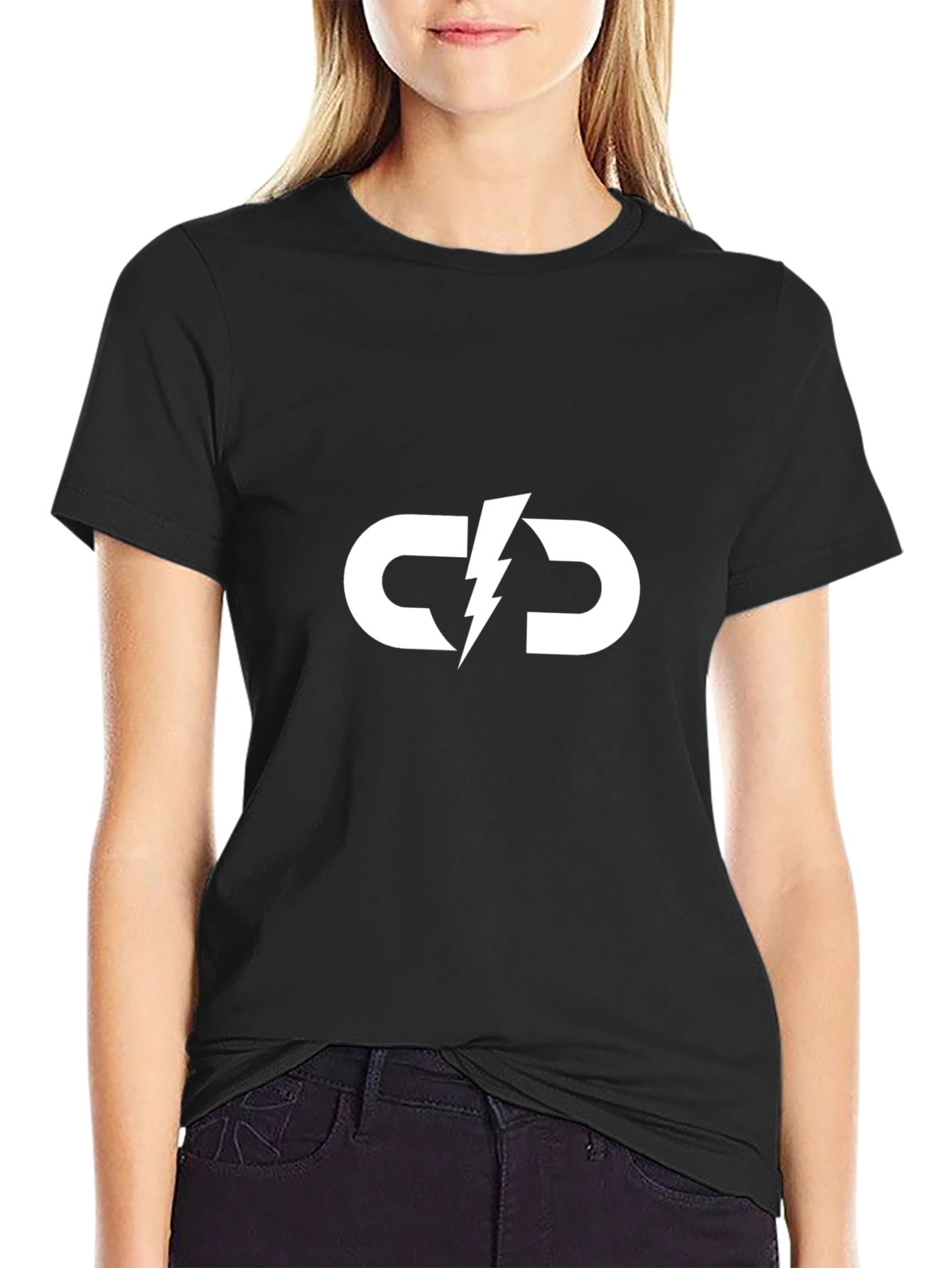 Black T-Shirt with White Lightning CD Logo