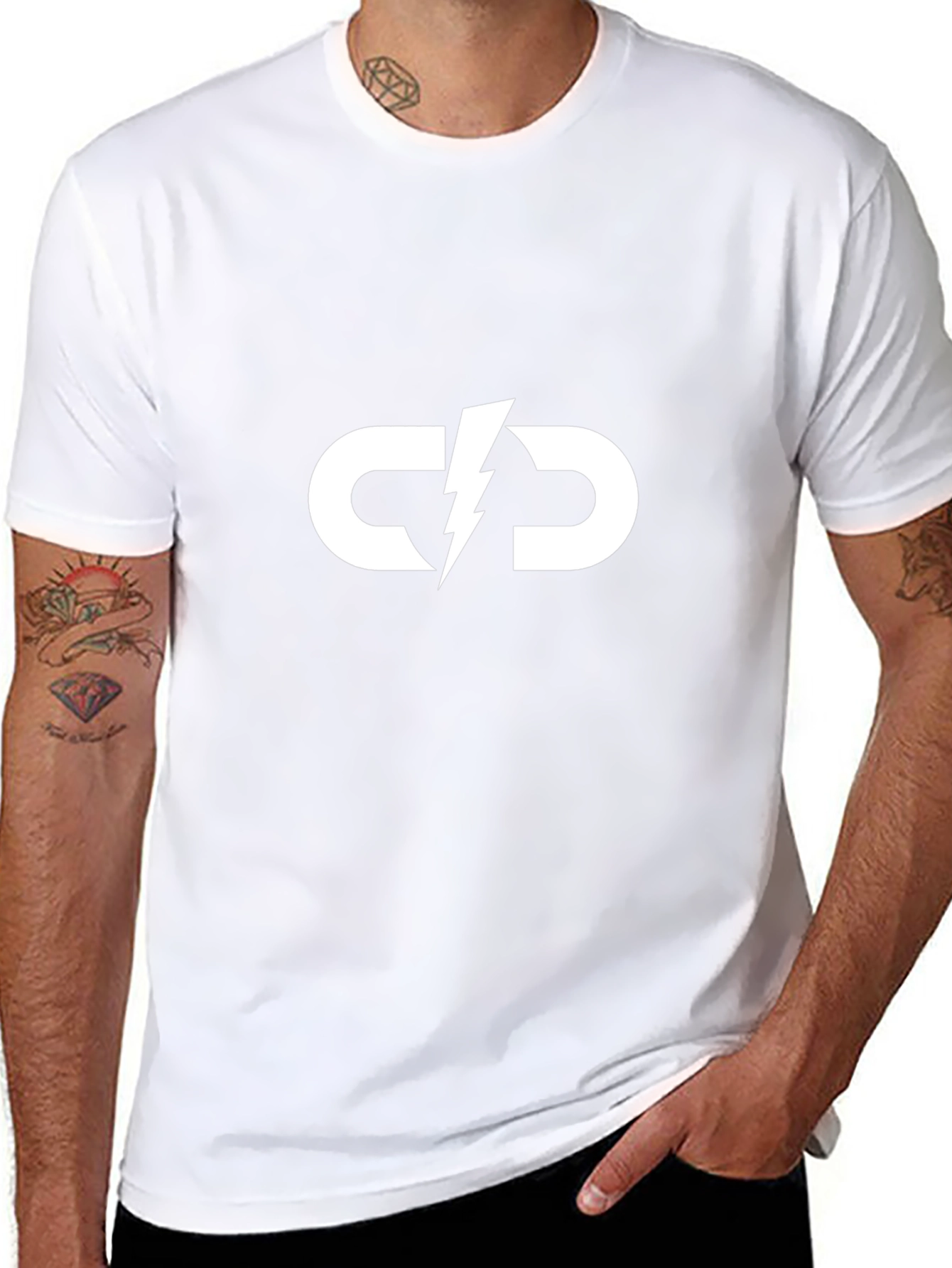 Black T-Shirt with White Lightning CD Logo