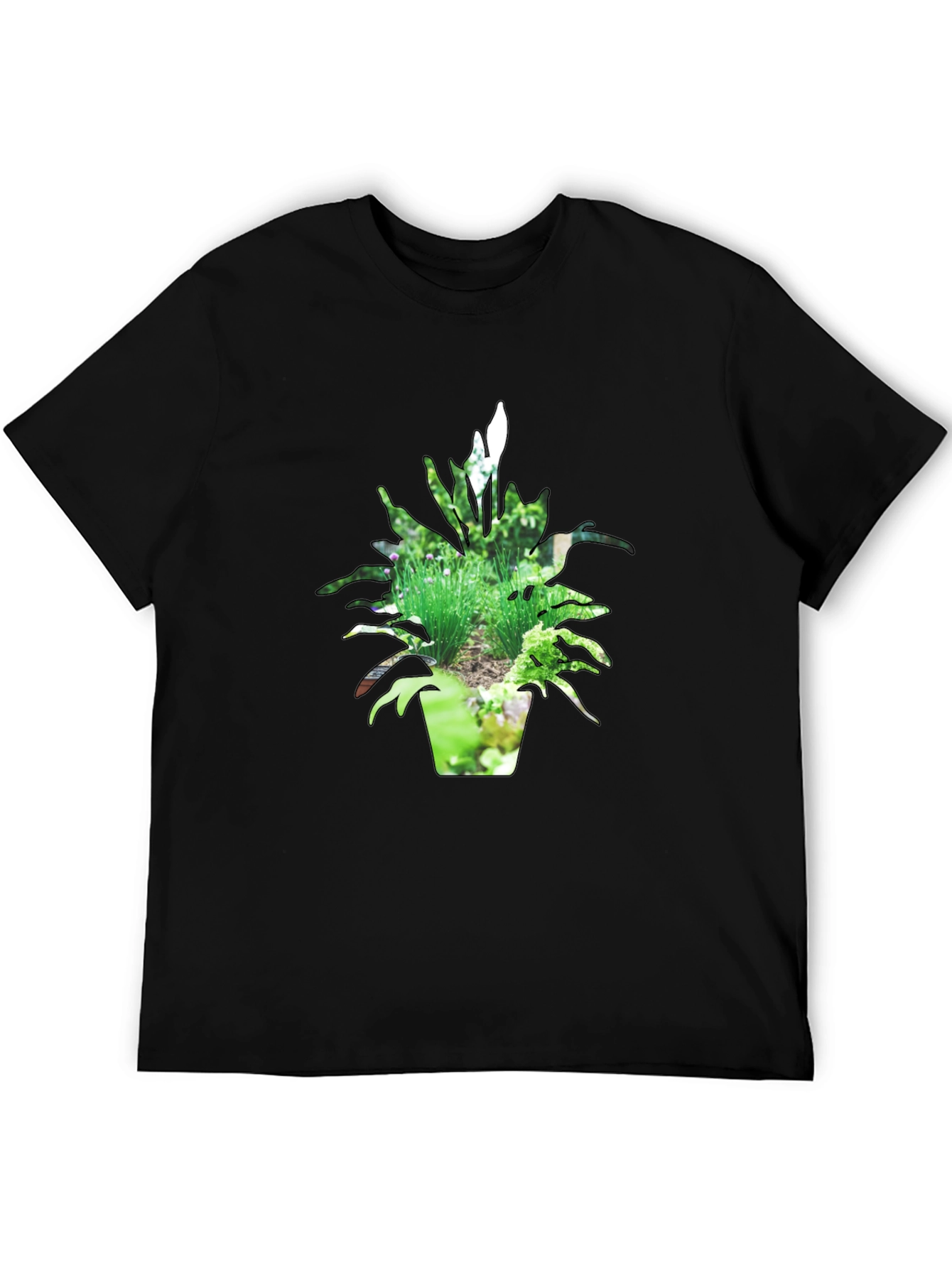 Nature Pot Plant Black T-Shirt