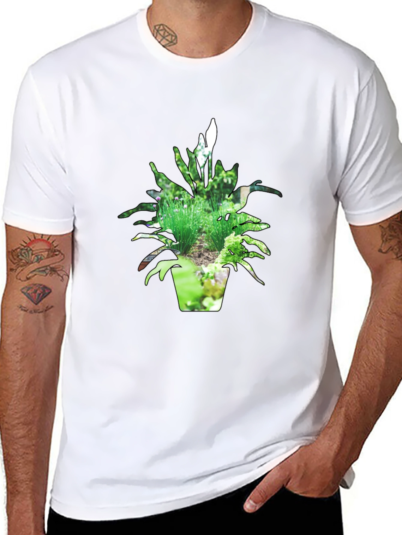 Nature Pot Plant Black T-Shirt