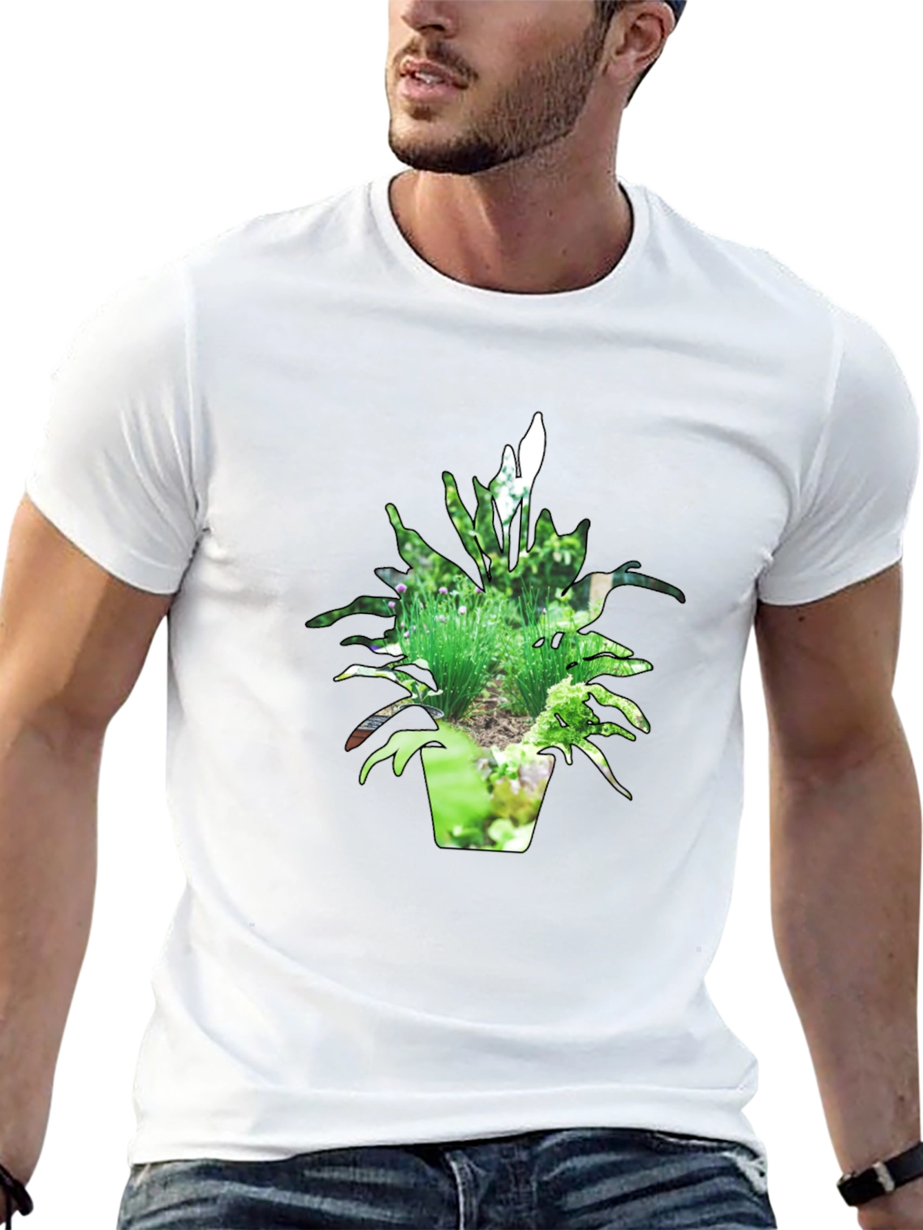 Nature Pot Plant Black T-Shirt