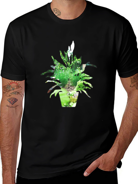 Nature Pot Plant Black T-Shirt