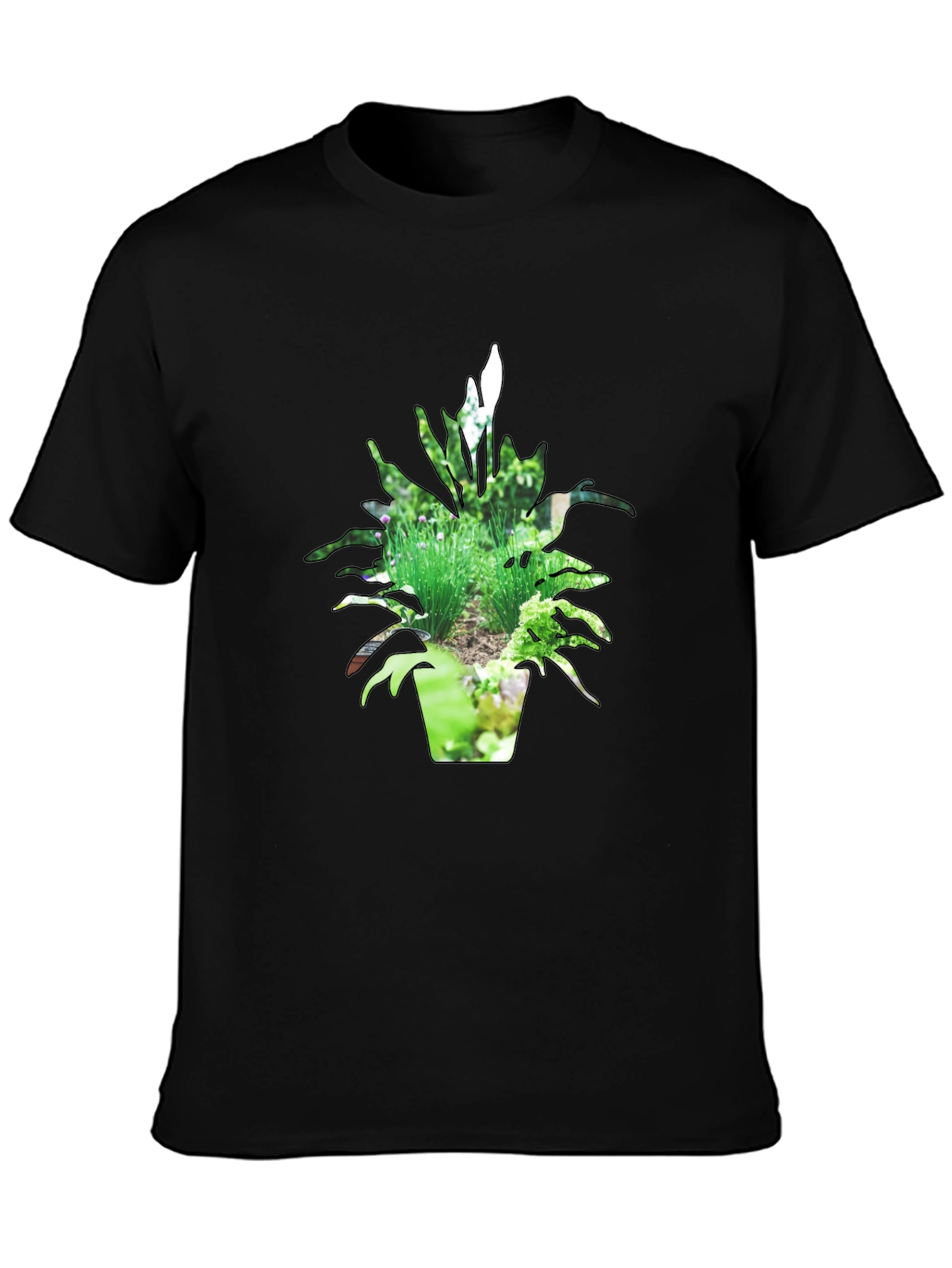Nature Pot Plant Black T-Shirt